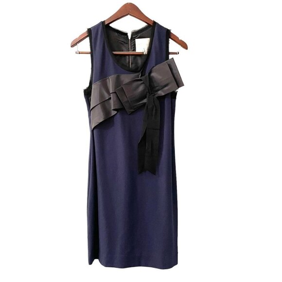 Thread Social Blue Black Bow Accent Sleeveless Dress Women's Size 4 Classic - Picture 1 of 9